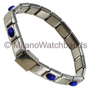 9-12mm Speidel Metal Expansion With Blue Genuine Stones Bracelet & Watch Band